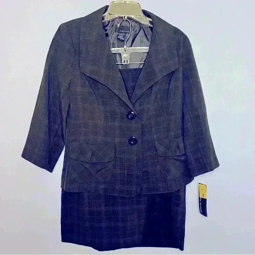 T. Milano Classic 2-piece Skirt Suit, NWOT, Size 6, Brown Hues